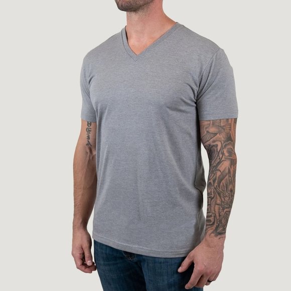 FRESH CLEAN TEES MEN'S SHORT SLEEVE V NECK TEE, COLOR: HEATHER GREY - Picture 1 of 6